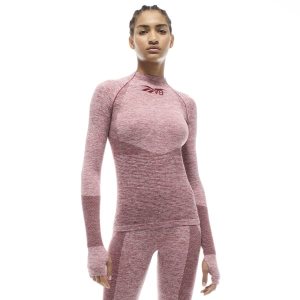 Reebok VB Seamless Textured Long Sleeve Top Sweatshirt Damen - Bordeaux - DE 194-SMG